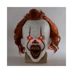 Terrifying Clown Latex Luminous Cosplay Mask Scary Halloween Led Wig Clown - Buck teeth light
