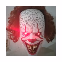Terrifying Clown Latex Luminous Cosplay Mask Scary Halloween Led Wig Clown - Canine with light