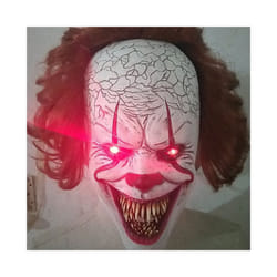 Terrifying Clown Latex Luminous Cosplay Mask Scary Halloween Led Wig Clown - Canine with light