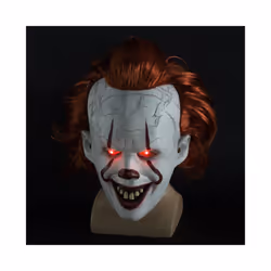 Terrifying Clown Latex Luminous Cosplay Mask Scary Halloween Led Wig Clown - Smile with light
