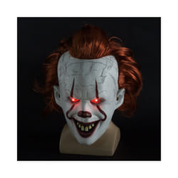 Terrifying Clown Latex Luminous Cosplay Mask Scary Halloween Led Wig Clown - Smile with light