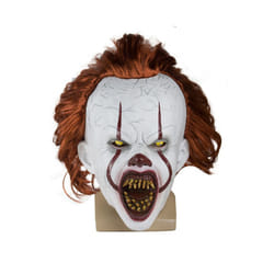 Terrifying Clown Latex Luminous Cosplay Mask Scary Halloween Led Wig Clown - Buck teeth NO light