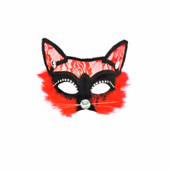 P-Jsmen Luxury Venetian Masquerade Mask Sexy Black Cat Lace Mask Fancy - Red