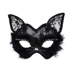 P-Jsmen Luxury Venetian Masquerade Mask Sexy Black Cat Lace Mask Fancy - Black