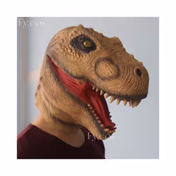 Furry Animal Mask for Men Real Latex Hood Pig Gorilla Donkey Dino Head - Dino Mask A