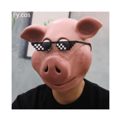 Furry  Animal Mask for Men Real Latex Hood Pig Gorilla Donkey Dino Head - Pig mask