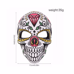 Scary Skull Print Mask Mexican Day of the Dead Mask Halloween Costume - Diamond