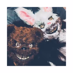 Halloween Party Bloody Bunny Head Cover Rabbit Bear Cosplay Mask Carnival - Black Bear