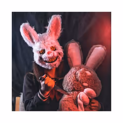 Halloween Party Bloody Bunny Head Cover Rabbit Bear Cosplay Mask Carnival - Black Bear