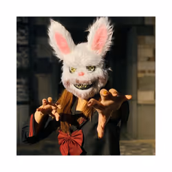Performance Prop Cosplay Halloween Horror Plush Mask  Bloody Rabbit  Bunny - 03 mask base