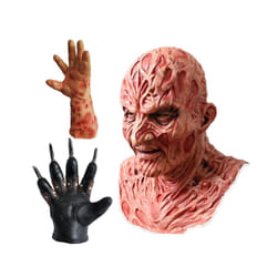 Clown Freddy Scary Mask Horror Zombie Disguise Halloween Props Latex Carnival - Mask and gloves