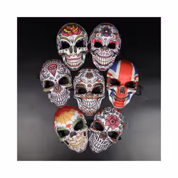 5 Type Halloween Mexican Day of the Dead Skull Print Soft Masks Men Masquerade - White