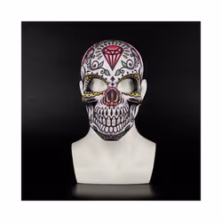 5 Type Halloween Mexican Day of the Dead Skull Print Soft Masks Men Masquerade - White