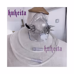 Gothic Grunge Rivets Chain Pvc Mask Cosplay Cyberpunk Handmade Decorative - 1