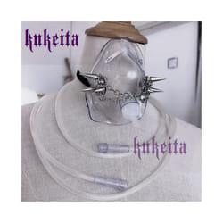 Gothic Grunge Rivets Chain Pvc Mask Cosplay Cyberpunk Handmade Decorative - 1