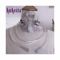 Gothic Grunge Rivets Chain Pvc Mask Cosplay Cyberpunk Handmade Decorative - 3
