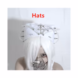 Gothic Grunge Rivets Chain Pvc Mask Cosplay Cyberpunk Handmade Decorative - Hats