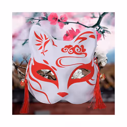 667E Foxes Cats Half Face Mask Japanese  Kitsune Masks for Mens Womens - 6EE802318-7