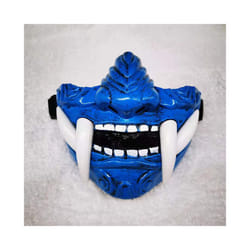 Japanese Samurai Oni Demon Mask Cosplay Horror Prajna Hannya Evil Killer - Blue