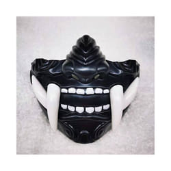 Japanese Samurai Oni Demon Mask Cosplay Horror Prajna Hannya Evil Killer - Black