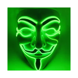 Led Hacker Mask V  Mask Adults Light Up Halloween Mask - Green