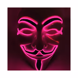 Led Hacker Mask V  Mask Adults Light Up Halloween Mask - Pink
