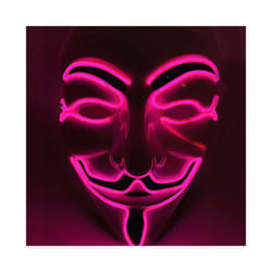 Led Hacker Mask V  Mask Adults Light Up Halloween Mask - Pink
