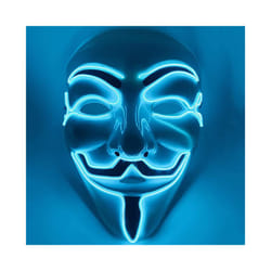 Led Hacker Mask V  Mask Adults Light Up Halloween Mask - Blue