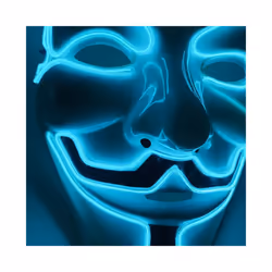 Led Hacker Mask V  Mask Adults Light Up Halloween Mask - Blue