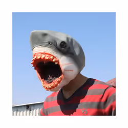 Alligator Mask Masquerade Party Adult Latex Reptile Animal Full Face Helmet - Shark mask