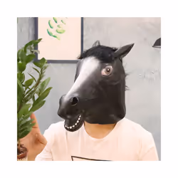 Rubber Duck Halloween Costume Cosplay Animal Latex Full Face Funny Masquerade - horse mask A