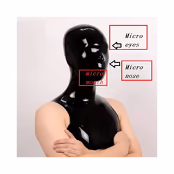 Latex  Micro Holes Hoods  Handmade Cut Mask Eyes Nostrils Micro Clear - Black no zip micro 3
