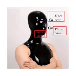Latex  Micro Holes Hoods  Handmade Cut Mask Eyes Nostrils Micro Clear - Black no zip micro 3