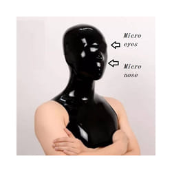 Latex  Micro Holes Hoods  Handmade Cut Mask Eyes Nostrils Micro Clear - Black zip Micro 2