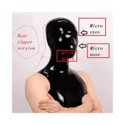 Latex  Micro Holes Hoods  Handmade Cut Mask Eyes Nostrils Micro Clear - Black zip  micro 3