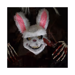 Creepy Teddy Bear Rabbit Bloody Mask Masquerade Horror Animal Half Face - Rabbit