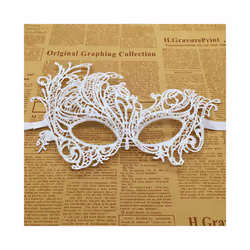 1pcs White Sexy Lace Half Face Masks Various Styles Halloween Masquerade - 2