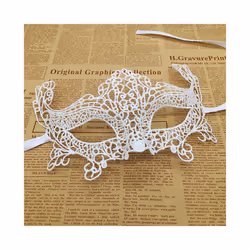 1pcs  White Sexy Lace Half Face Masks Various Styles Halloween Masquerade - 7