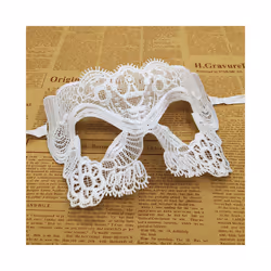 1pcs White Sexy Lace Half Face Masks Various Styles Halloween Masquerade - 9