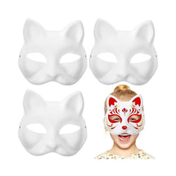 10/6/5/3pcs Masquerade Cat Face Masks DIY Party Masks Props Paintable - 3pcs