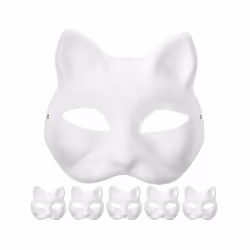 10/6/5/3pcs Masquerade Cat Face Masks DIY Party Masks Props Paintable - 6pcs