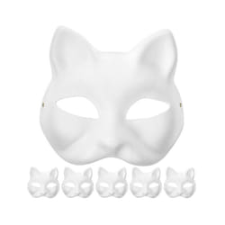 10/6/5/3pcs Masquerade Cat Face Masks DIY Party Masks Props Paintable - 6pcs