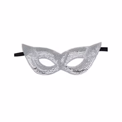 Glitter Masquerade Eye Mask Sequin Party Mask Half Cover Fancy Dress for - Argent