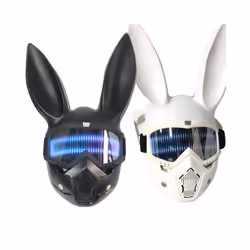 Rabbit LED Mask Christmas Mask Bar Masquerade Bunny Girl Ear Mask Halloween - White rabbit ears