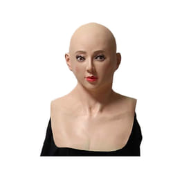 Bald Women Halloween Mask Realistic Female Woman Face For Crossdressing - Bald Full Neck