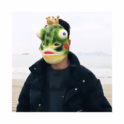 Pig Mask Horror Demon Half Face Realistic Latex Rave Cosplay Animal Creepy - Frog  mask