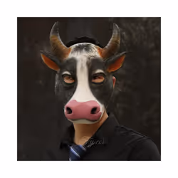 Pig Mask Horror Demon Half Face Realistic Latex Rave Cosplay Animal Creepy - Cow  mask