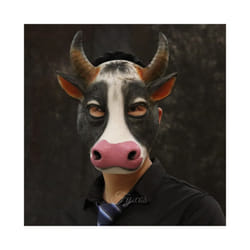 Pig Mask Horror Demon Half Face Realistic Latex Rave Cosplay Animal Creepy - Cow  mask