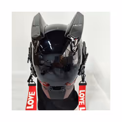 Personalized Black Cyberpunk Mask Cosplay Mechanical Sci-fi Gear Cyberpunk - with horns