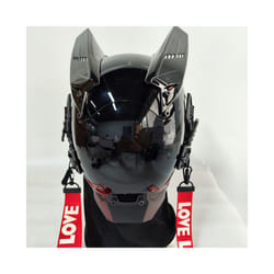 Personalized Black Cyberpunk Mask Cosplay Mechanical Sci-fi Gear Cyberpunk - with horns